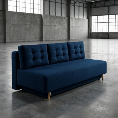 Bella Sofa Bed For Living Room With Polyurethane Foam Bonell Springs Wooden Frame Storage And Cushions Blue - image 1