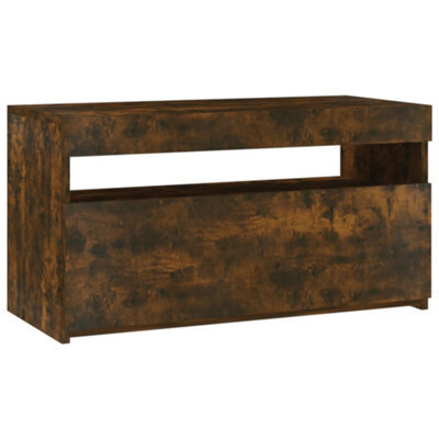 Berkfield Modern Tv Cabinet With Led Lights Smoked Oak 75X35X40 Cm - image 1