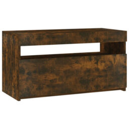 Berkfield Modern Tv Cabinet With Led Lights Smoked Oak 75X35X40 Cm - thumbnail 1