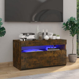 Berkfield Modern Tv Cabinet With Led Lights Smoked Oak 75X35X40 Cm - thumbnail 2