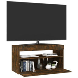 Berkfield Modern Tv Cabinet With Led Lights Smoked Oak 75X35X40 Cm - thumbnail 6
