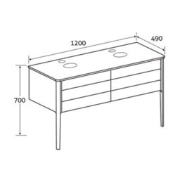 Plum&clay Sutton Blue-Grey Floor Standing Double Basin Bathroom Vanity Unit With Ceramic Worktop (W)1180mm (H)700mm - thumbnail 2