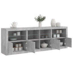 Vidaxl Sideboard With Led Lights Concrete Grey 202X37X67 Cm