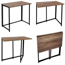 House Of Home Folding Computer Desk Wooden Foldable Work Table Laptop Office Pc Space Saving - thumbnail 3