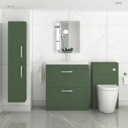 Royal Bathrooms Turin 800mm Floor Standing Vanity Unit Matt Green 2 Drawer Mid-Edge Basin - thumbnail 4