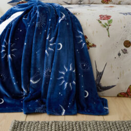 Sassy B Astrology Cosy Fleece 200X240Cm Oversized Blanket Throw Navy Blue - thumbnail 3