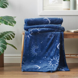 Sassy B Astrology Cosy Fleece 200X240Cm Oversized Blanket Throw Navy Blue - thumbnail 1