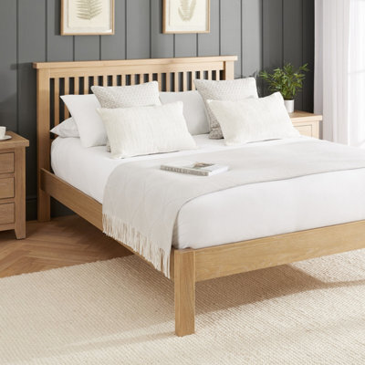 The Furniture Market Cheshire Whitewash Solid Oak 4Ft 6In Double Size Bed Frame Low Footboard - image 1