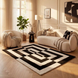 The Rugs Joli Black And White Geometric Rug Soft Dense Pile Easy To Clean And Pet Friendly For Living Rooms And Bedrooms - thumbnail 8