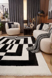 The Rugs Joli Black And White Geometric Rug Soft Dense Pile Easy To Clean And Pet Friendly For Living Rooms And Bedrooms - thumbnail 4