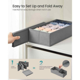 Set Of 4 Foldable Drawer Storage Organisers, Clothes Organiser Boxes Without Dividers For Wardrobes, Dove Grey - thumbnail 6