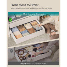 Set Of 4 Foldable Drawer Storage Organisers, Clothes Organiser Boxes Without Dividers For Wardrobes, Dove Grey - thumbnail 4