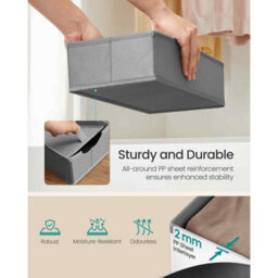 Set Of 4 Foldable Drawer Storage Organisers, Clothes Organiser Boxes Without Dividers For Wardrobes, Dove Grey - thumbnail 3