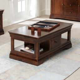 The Furniture Market French Hardwood Mahogany Stained 1 Drawer Coffee Table