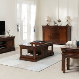 The Furniture Market French Hardwood Mahogany Stained 1 Drawer Coffee Table - thumbnail 4