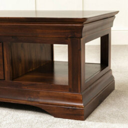 The Furniture Market French Hardwood Mahogany Stained 1 Drawer Coffee Table - thumbnail 6