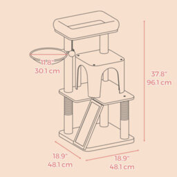 LEDREM Small Cat Tree, Cat Tower With Widened Perch For Large Cats Indoor, Kittens, Scratching Posts And Ramp, Dark Grey - thumbnail 7