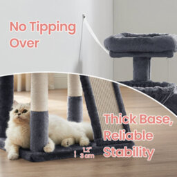 LEDREM Small Cat Tree, Cat Tower With Widened Perch For Large Cats Indoor, Kittens, Scratching Posts And Ramp, Dark Grey - thumbnail 6