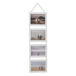 White Collage Picture Frame For 4 Photos Mdf Picture Frames W/ Hanging Rope Wall Decor - thumbnail 1