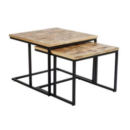 Home Source Reno Mango Wood And Metal Nest Of 2 Square Tables - thumbnail 9