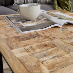 Home Source Reno Mango Wood And Metal Nest Of 2 Square Tables - thumbnail 8