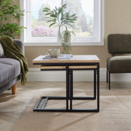 Home Source Reno Mango Wood And Metal Nest Of 2 Square Tables - thumbnail 6