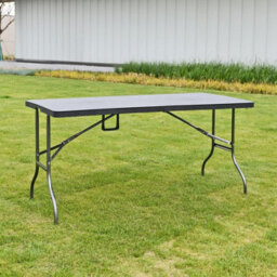 Urbn-Garden Urbngarden 151Cm Width 5Ft Black Rattan Wood Look Folding Table And 4 Chairs Set Garden Patio Furniture - thumbnail 4