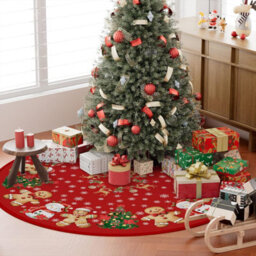 CLEFFNS Gingerbread Man Snowman Christmas Tree Skirt 36 Inch Split Slit Design, Rope Ties, 4 To 6 Ft Trees Compatibility, Base Cover - thumbnail 2