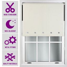 Furnished Made To Measure Blackout Roller Blinds With Square Eyelets And Metal Fittings - Cream (W)60Cm (L)210Cm
