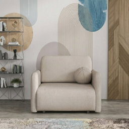Viva Sun I Upholstered Chair Bed With Sleeping Function And Bedding Storage Chipboard Metal Legs 100X103X85Cm Beige - thumbnail 1