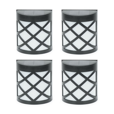 Valuelights Pack Of 4 - Black Diamond Solar Fence Lights, Solar Wall Light For Posts, Patio Outdoor Garden Lighting Warm White - image 1