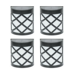 Valuelights Pack Of 4 - Black Diamond Solar Fence Lights, Solar Wall Light For Posts, Patio Outdoor Garden Lighting Warm White - thumbnail 1