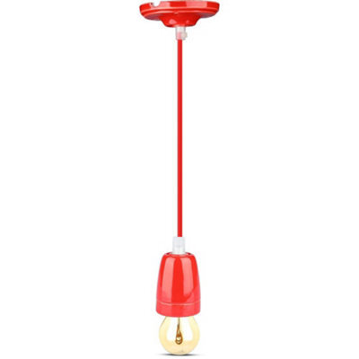 V-Tac Vt3807 High Frequency Porcelain Lamp E27 Holder Red (Vt-7998)