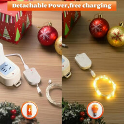 Amorly 2 Pack 6.6Ft 20 Leds Rechargeable Fairy Lights, Twinkle String Lights For Xtmas Rechargeable, 8 Modes ,timer - thumbnail 2