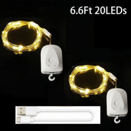 Amorly 2 Pack 6.6Ft 20 Leds Rechargeable Fairy Lights, Twinkle String Lights For Xtmas Rechargeable, 8 Modes ,timer - thumbnail 1