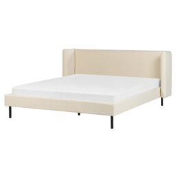 Beliani Bed Velvet Arette 160 X 200 Cm (Eu King Size) Light Beige - thumbnail 1