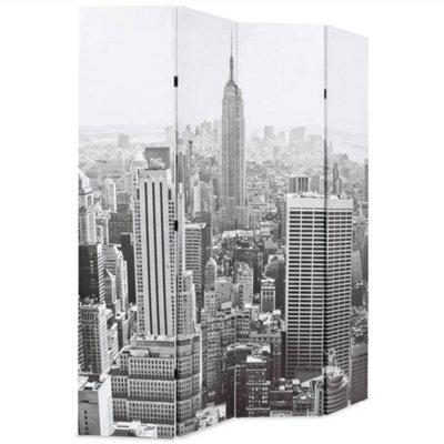 Berkfield Modern Folding Room Divider 160X170 Cm New York By Day Black And White - image 1