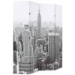 Berkfield Modern Folding Room Divider 160X170 Cm New York By Day Black And White - thumbnail 1