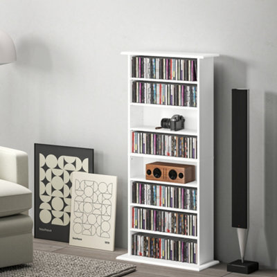 Homcom Cd Storage Unit Dvd Tower Blu-Ray Storage Shelf For Living Room White - image 1
