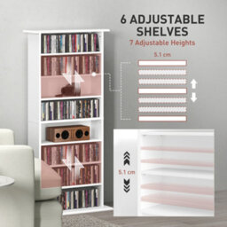 Homcom Cd Storage Unit Dvd Tower Blu-Ray Storage Shelf For Living Room White - thumbnail 5