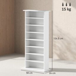 Homcom Cd Storage Unit Dvd Tower Blu-Ray Storage Shelf For Living Room White - thumbnail 3