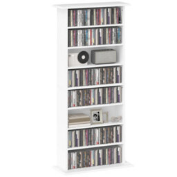 Homcom Cd Storage Unit Dvd Tower Blu-Ray Storage Shelf For Living Room White - thumbnail 2