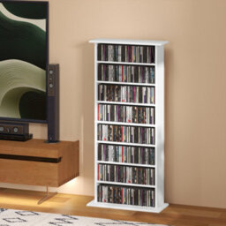 Homcom Cd Storage Unit Dvd Tower Blu-Ray Storage Shelf For Living Room White - thumbnail 8