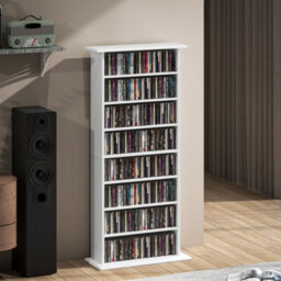 Homcom Cd Storage Unit Dvd Tower Blu-Ray Storage Shelf For Living Room White - thumbnail 9