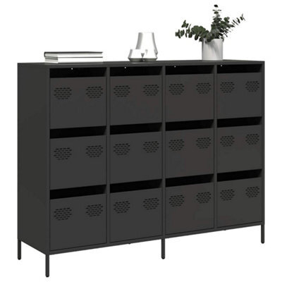 Berkfield Sideboard Black 135X39X103.5 Cm Cold-Rolled Steel - image 1