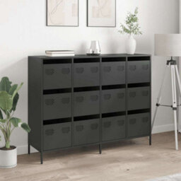 Berkfield Sideboard Black 135X39X103.5 Cm Cold-Rolled Steel - thumbnail 3