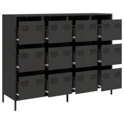 Berkfield Sideboard Black 135X39X103.5 Cm Cold-Rolled Steel - thumbnail 4