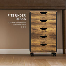 Homcom Filing Cabinet With 5 Drawers, Under Desk Drawer, Rustic Brown - thumbnail 6