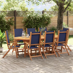 Berkfield Folding Garden Chairs 8 Pcs Solid Wood Acacia And Textilene - thumbnail 1