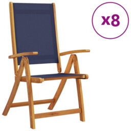 Berkfield Folding Garden Chairs 8 Pcs Solid Wood Acacia And Textilene - thumbnail 2